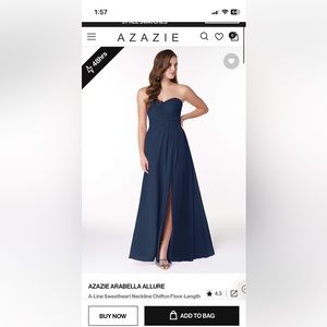 Azazie dark navy bridesmaids dress